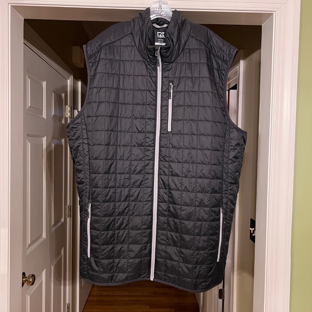 NWOT Men's Cutter & Buck Rainier CB WeatherTec PrimaLoft Puffer Vest Black 4XT